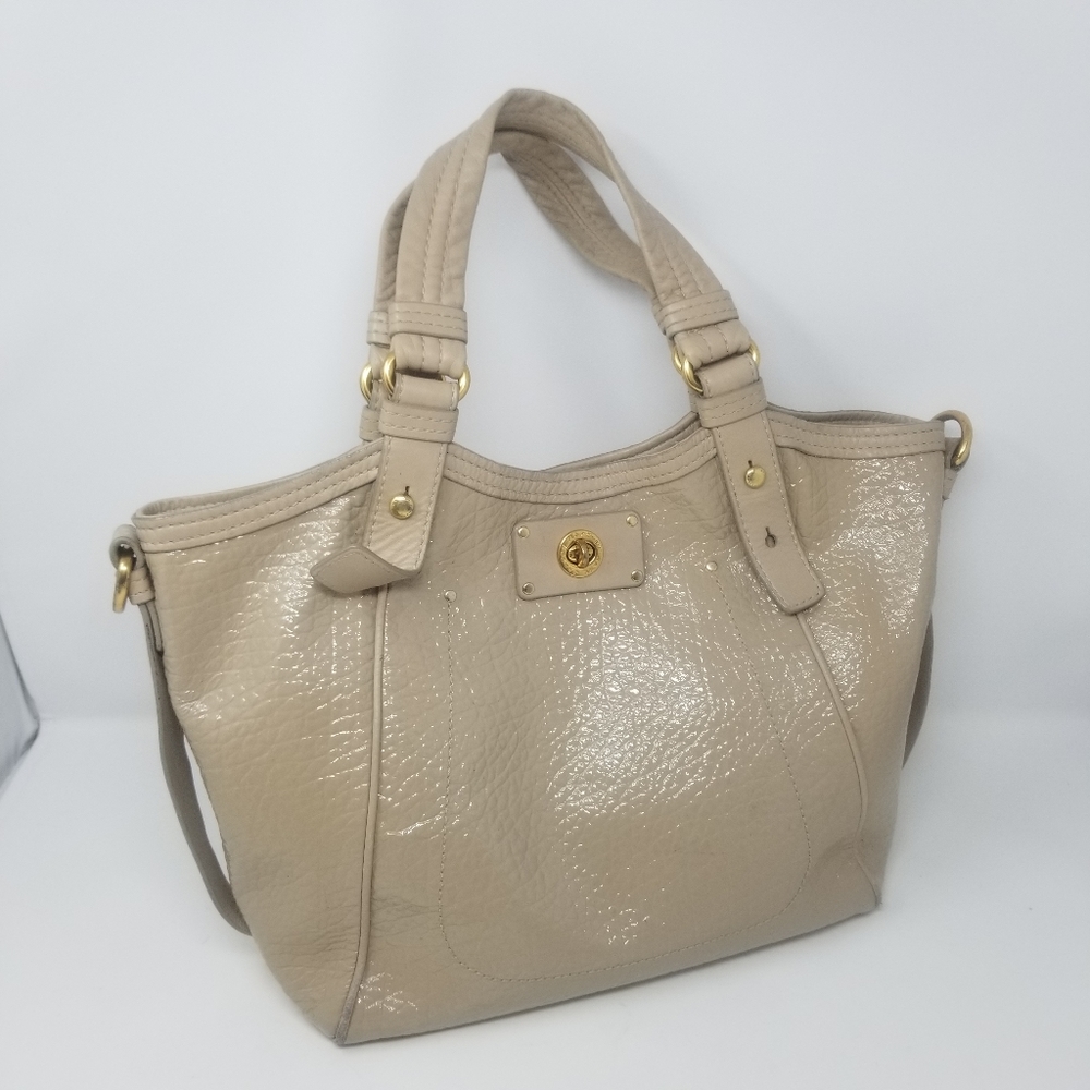 Marc By Marc Jacobs Totally Turnlock Helena Satchel Beige Hobo Shoulder Bag